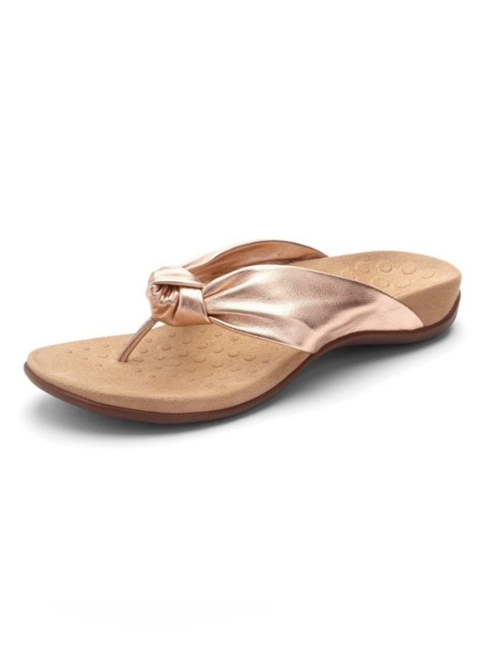 Vionic Pippa Rose Gold Knotted Thong Sandals for Women